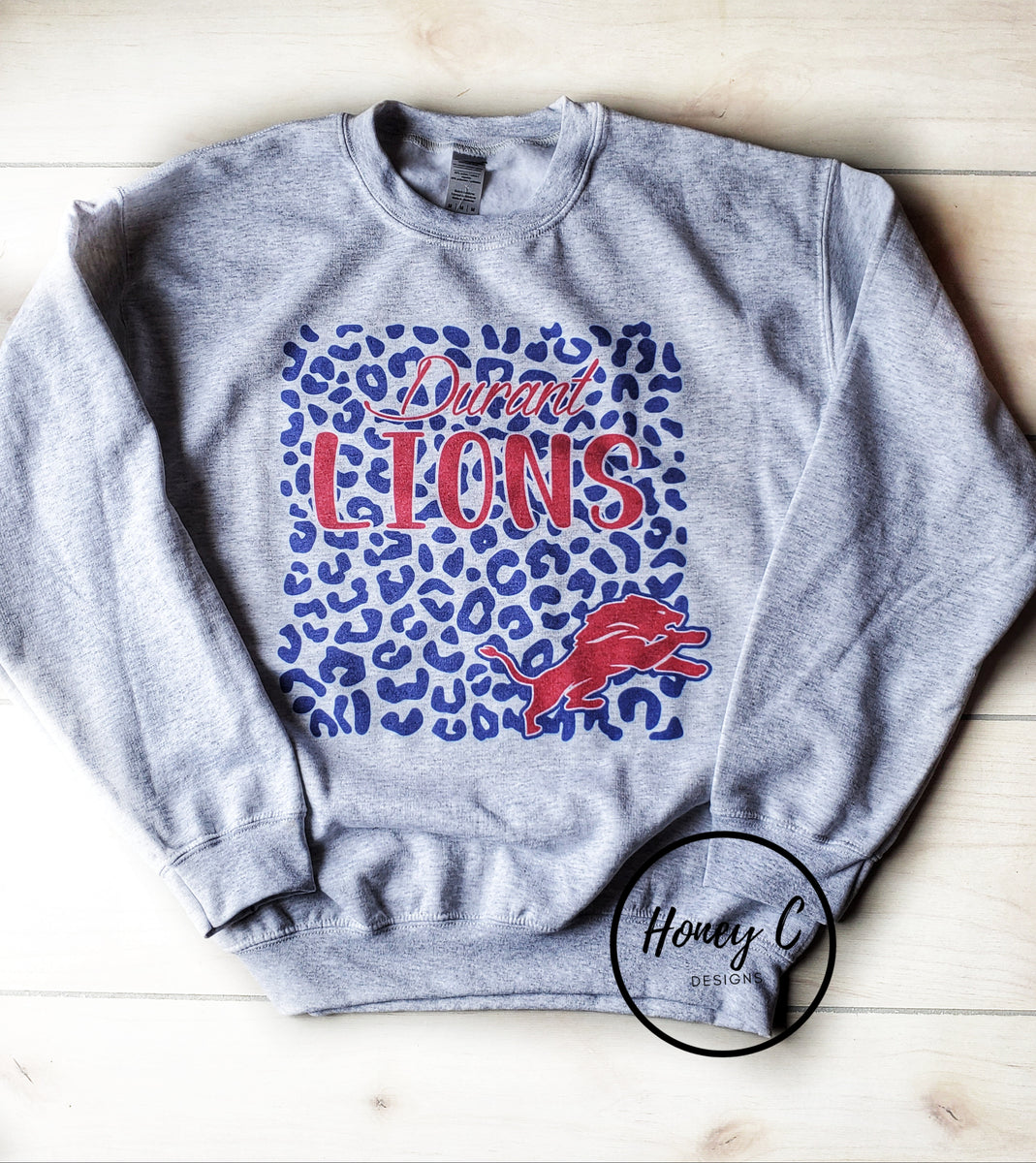 Kingston leopard background w/mascot bleached sweatshirt *red* –  HONEYCDESIGNS